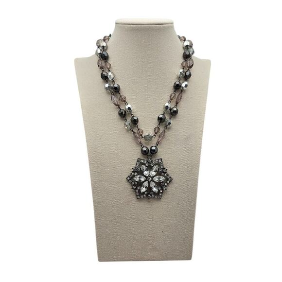 Art Deco Style Statement Necklace | Crystal Starburst Pendant - Picture 7 of 12